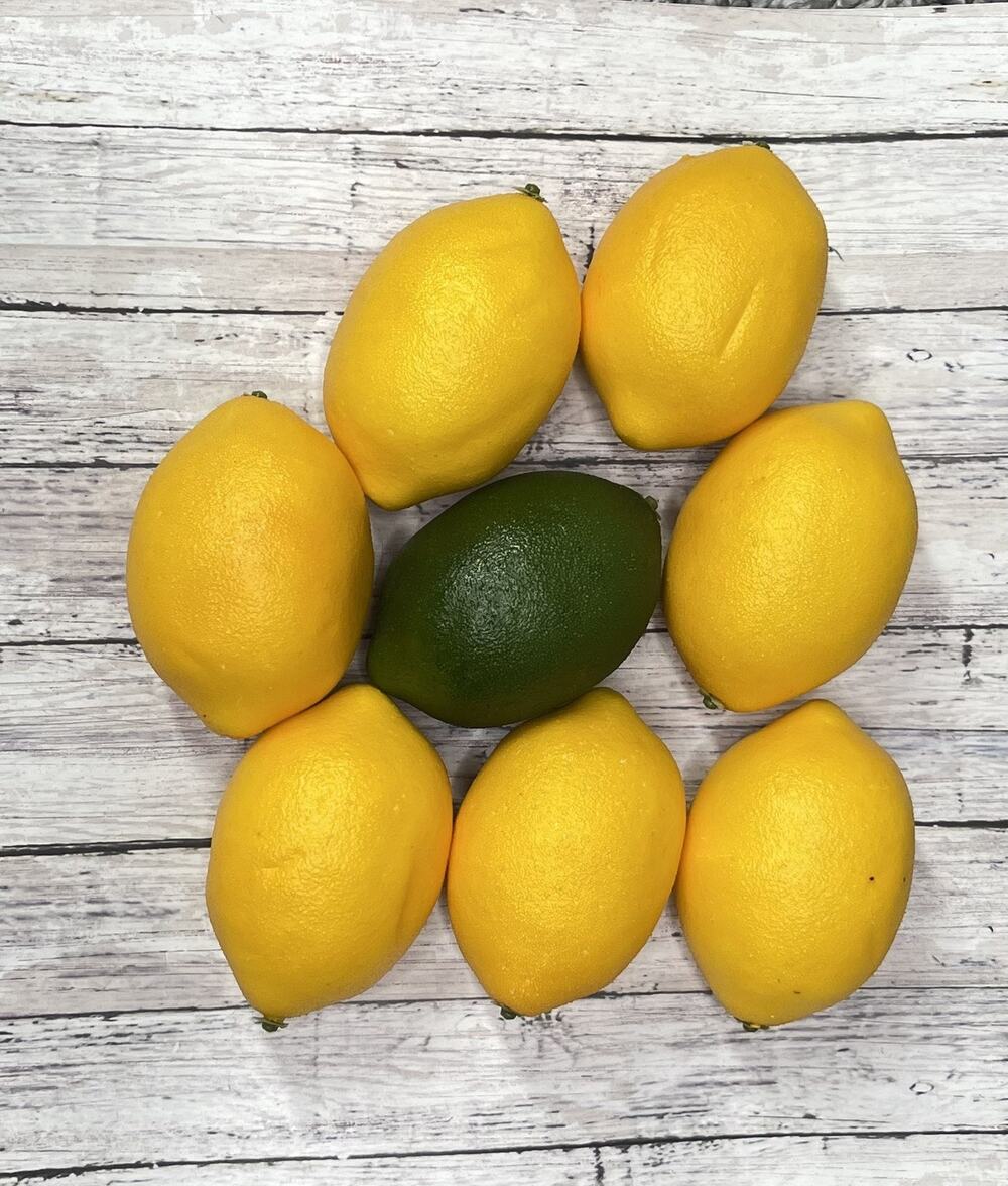 Set of 8 Large Life Size Artificial Lemons Lime Home Kitchen Decoration